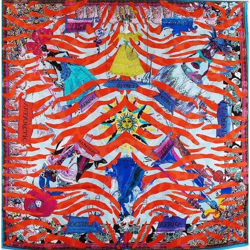 Carré de soie Tiger World rouge - Christian Lacroix